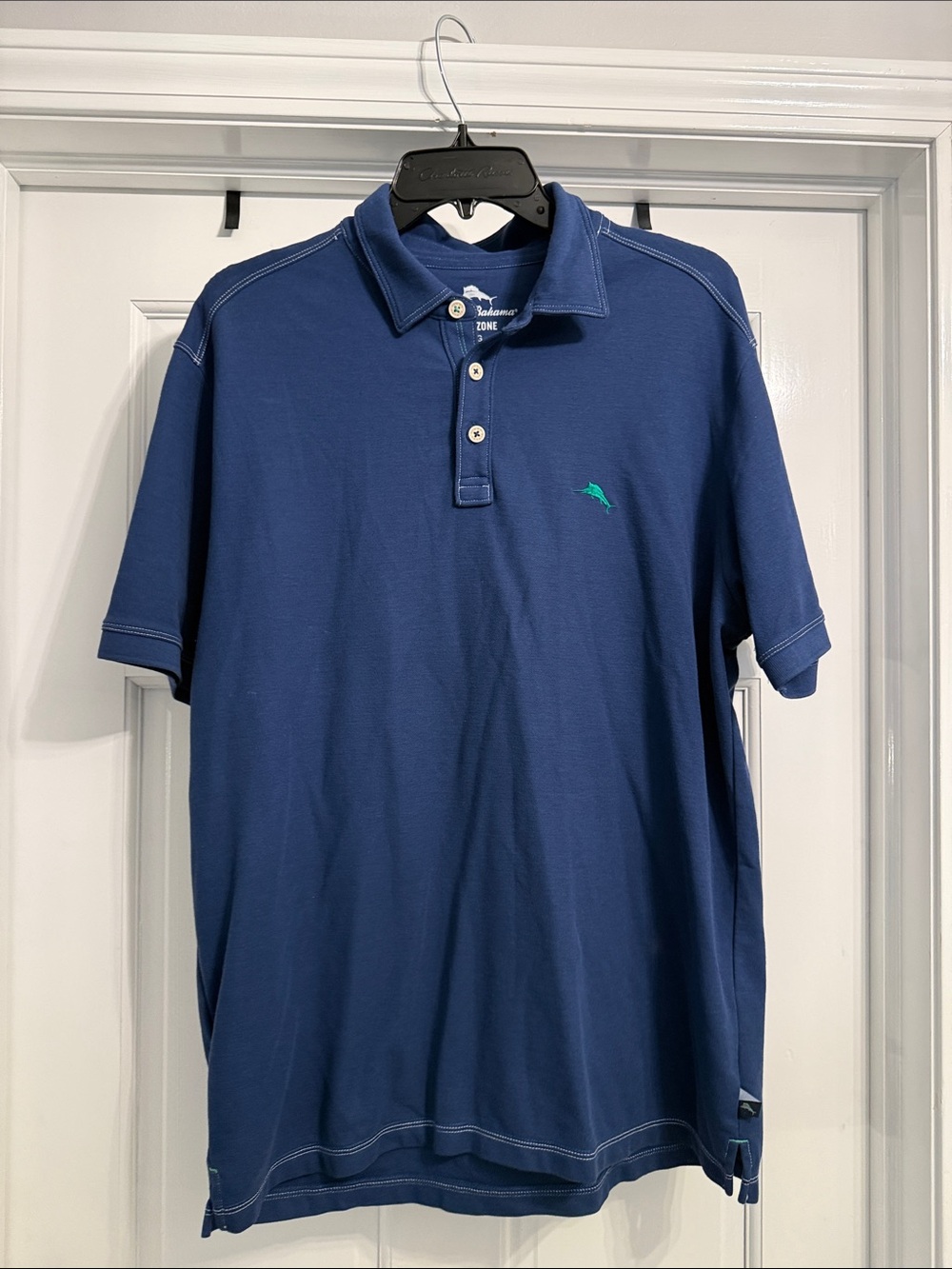 Tommy Bahama Blue Polo with green Logo size large